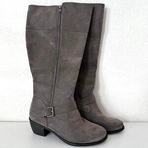 New Torrid Taupe Brown/Gray Faux Leather Knee Heeled Boots - Size 11WW